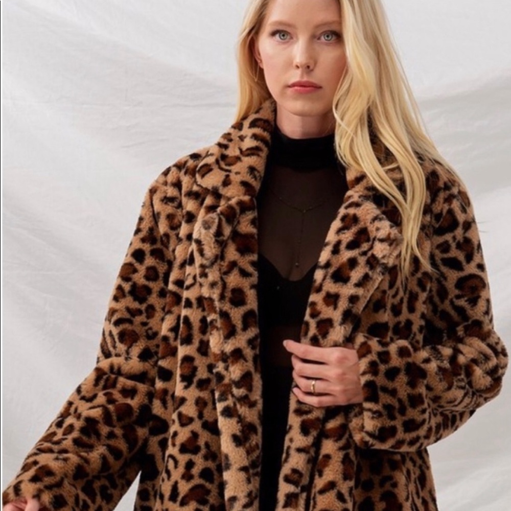 NWT Leopard Print Faux Fur Teddy Jacket